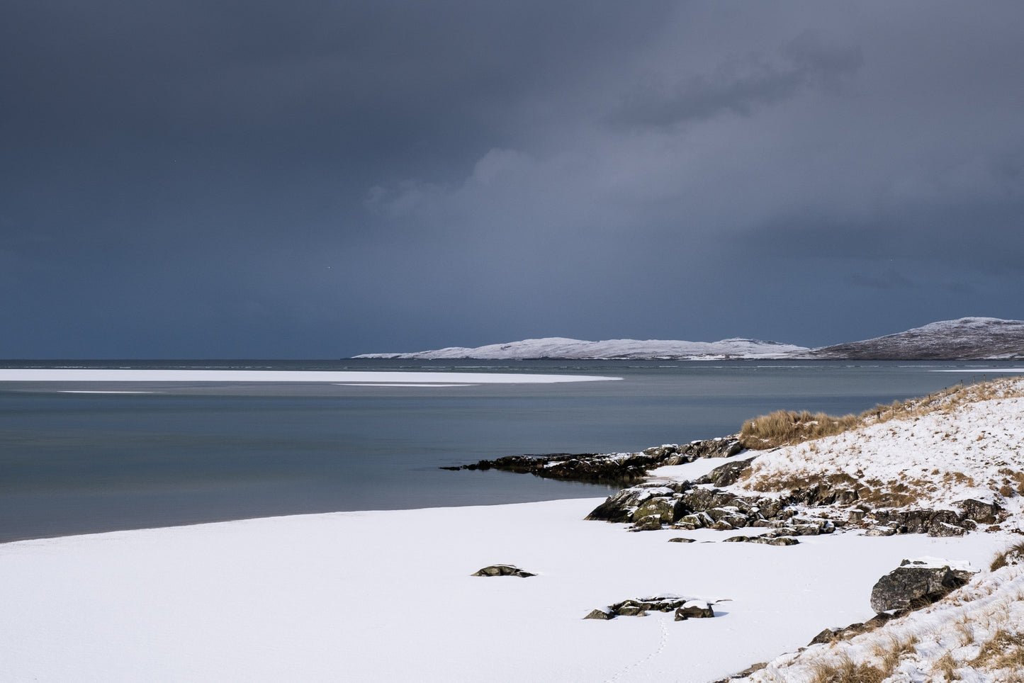 Snow over Luskentyre l - Photographic Print